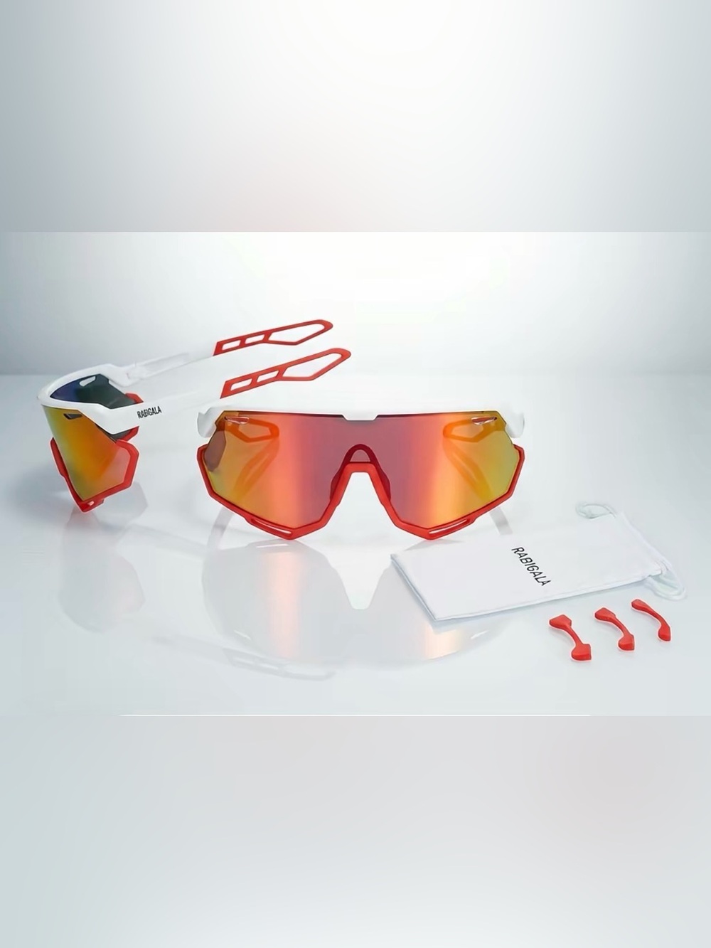 Men's Sports Shield Sunglasses - Red Mirror Lens